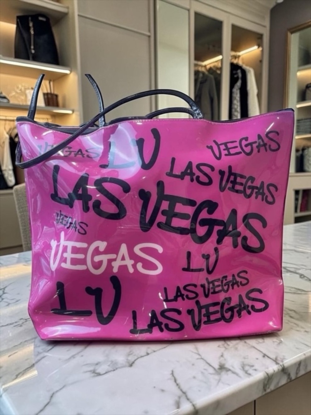 Las Vegas Hot Pink Black Tote Bag Shoulder Bag Exclusively Sold At The Mirage.​